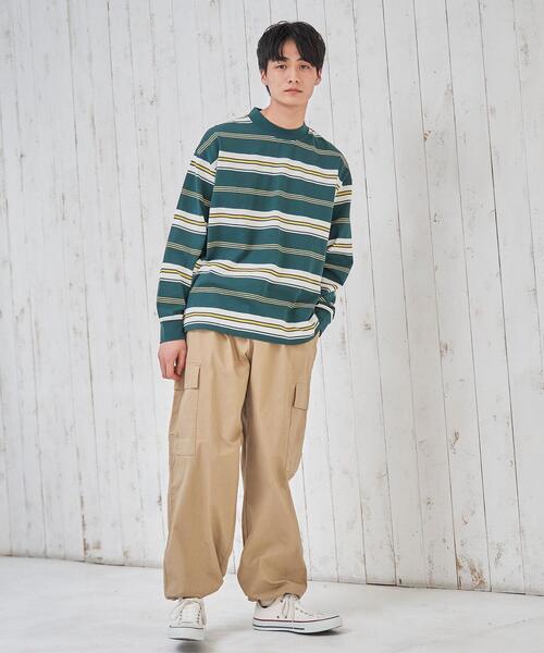 coen（コーエン）の「マルチワイドボーダーロングスリーブTシャツ（Tシャツ/カットソー・メンズ・ダークグリーン/ネイビー/ダークグレー・LARGE/SMALL/MEDIUM/X-LARGE）」の16枚目の写真
