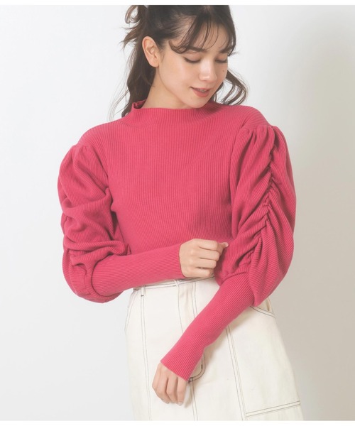 CHILLE（チル）の「ボトルネックパワーショルダートップスカットソー（ニット/セーター・レディース・オレンジ/アイボリー/ピンク・FREE）」の7枚目の写真