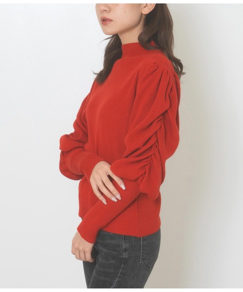 CHILLE（チル）の「ボトルネックパワーショルダートップスカットソー（ニット/セーター・レディース・オレンジ/アイボリー/ピンク・FREE）」の6枚目の写真