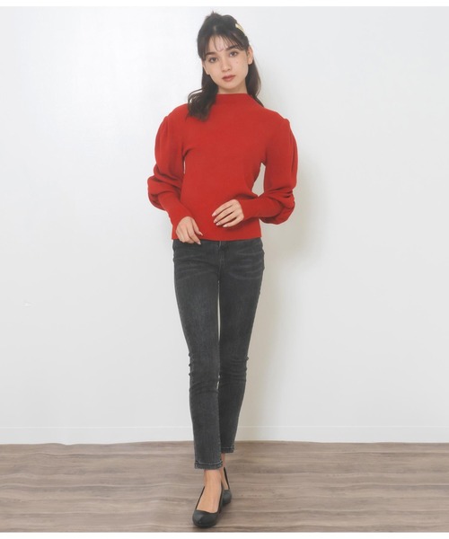 CHILLE（チル）の「ボトルネックパワーショルダートップスカットソー（ニット/セーター・レディース・オレンジ/アイボリー/ピンク・FREE）」の8枚目の写真