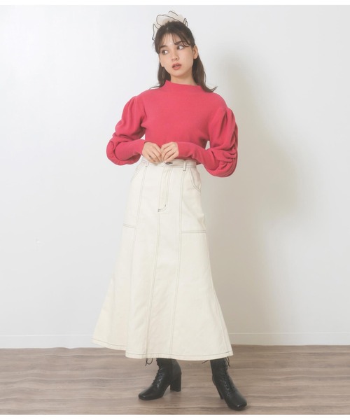 CHILLE（チル）の「ボトルネックパワーショルダートップスカットソー（ニット/セーター・レディース・オレンジ/アイボリー/ピンク・FREE）」の9枚目の写真