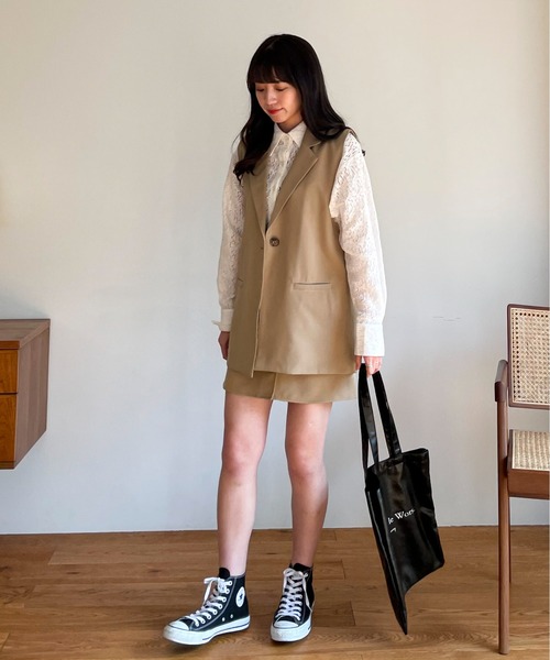 EPIMI E'PIMMY（エピミエピミー）の「〈Set upにも〉アソートジャケットベストジレ（ベスト・レディース・ブラック/ベージュ/アイボリー/ブラック系その他・MEDIUM）」の12枚目の写真