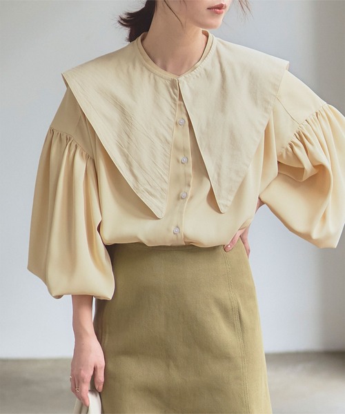 titivate（ティティベイト）の「ﾃﾞｻﾞｲﾝつけ襟付ﾌﾞﾗｳｽ（シャツ/ブラウス・レディース・オフホワイト/イエロー/ブラック・XS/S/M）」の18枚目の写真