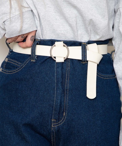 WEGO（ウィゴー）の「WEGO/リングバックルフリーベルト（ベルト・レディース・ホワイト/ブラック/ブラウン・FREE）」の4枚目の写真