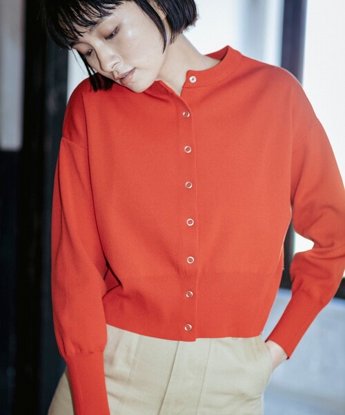 THE SHOP TK （ザ ショップ ティーケー ）の「◆【STORY７月号掲載】スナップボタンカラーカーディガン（カーディガン/ボレロ・レディース・ブラック/オレンジ/ブルー/ホワイト系・12/13）」の4枚目の写真