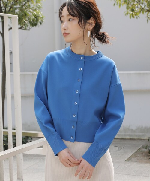 THE SHOP TK （ザ ショップ ティーケー ）の「◆【STORY７月号掲載】スナップボタンカラーカーディガン（カーディガン/ボレロ・レディース・ブラック/オレンジ/ブルー/ホワイト系・12/13）」の3枚目の写真