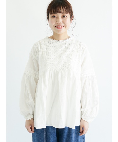 Samansa Mos2（サマンサ モスモス）の「レースブラウス（シャツ/ブラウス・レディース・ブラック/オフホワイト/ラベンダー・ﾌﾘ-）」の2枚目の写真