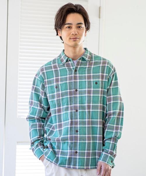 coen コーエン パッチワーク シャツ 七分袖 カーキ M coen（コーエン）の「KHAKI JUNGLE（カーキジャングル）別注ボタニカル