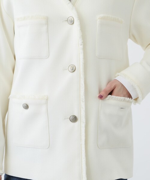 新品未使用品【INDIVI】ジャケット＋ワイドパンツ S　 白　ホワイト INDIVI（インディヴィ）の「◇【洗える/日本製】ツィ―ドノー