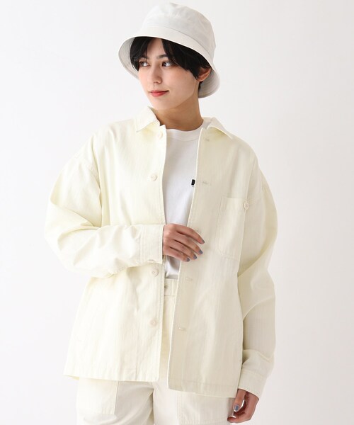 OPAQUE.CLIP（オペークドットクリップ）の「◆オーガニックコットンヘリンボーン カバーオール【UNISEX】（ブルゾン・レディース・オフホワイト/カーキ/ライトパープル・40/38/42）」の2枚目の写真