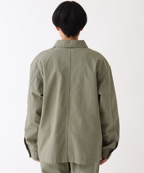 OPAQUE.CLIP（オペークドットクリップ）の「◆オーガニックコットンヘリンボーン カバーオール【UNISEX】（ブルゾン・レディース・オフホワイト/カーキ/ライトパープル・40/38/42）」の6枚目の写真