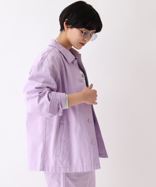 OPAQUE.CLIP（オペークドットクリップ）の「◆オーガニックコットンヘリンボーン カバーオール【UNISEX】（ブルゾン・レディース・オフホワイト/カーキ/ライトパープル・40/38/42）」の20枚目の写真