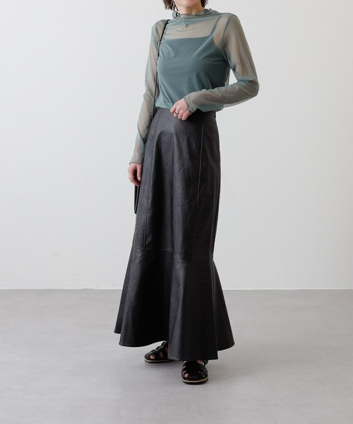 COLONY 2139（コロニートゥーワンスリーナイン）の「レザーライク切替マーメイドスカート（スカート・レディース・ブラック/アイボリー・FREE）」の2枚目の写真