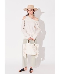 Side Fringe Medium Tote Bag with Pouch/ サイドフリンジミディアムトートバッグ