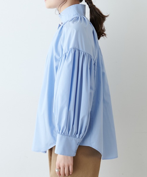 PUAL CE CIN（ピュアルセシン）の「【Du noir】スタンドカラーブラウス（シャツ/ブラウス・レディース・ブラック/オフホワイト/サックスブルー・FREE）」の10枚目の写真