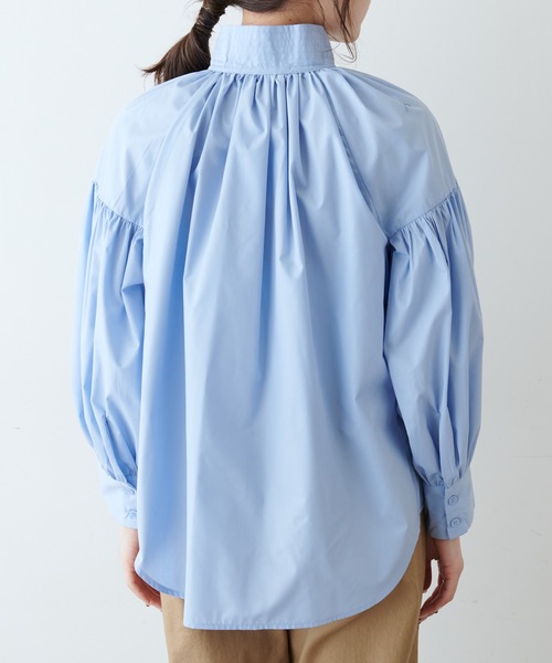 PUAL CE CIN（ピュアルセシン）の「【Du noir】スタンドカラーブラウス（シャツ/ブラウス・レディース・ブラック/オフホワイト/サックスブルー・FREE）」の11枚目の写真