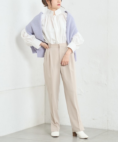 PUAL CE CIN（ピュアルセシン）の「【Du noir】スタンドカラーブラウス（シャツ/ブラウス・レディース・ブラック/オフホワイト/サックスブルー・FREE）」の6枚目の写真