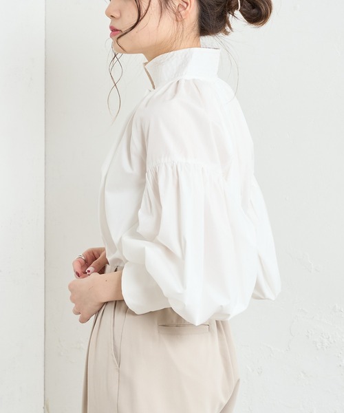 PUAL CE CIN（ピュアルセシン）の「【Du noir】スタンドカラーブラウス（シャツ/ブラウス・レディース・ブラック/オフホワイト/サックスブルー・FREE）」の18枚目の写真