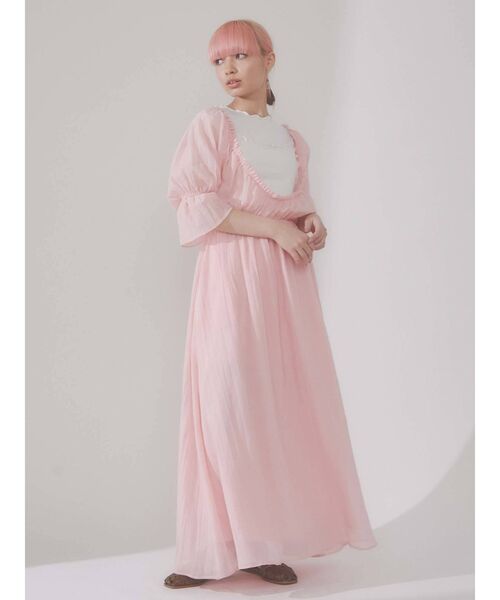 merry jenny(メリージェニー)の「シアーガーゼモアギャザードレス(ワンピース・レディース・チャコールグレー/オフホワイト/ピンク・FREE)」の3枚目の写真