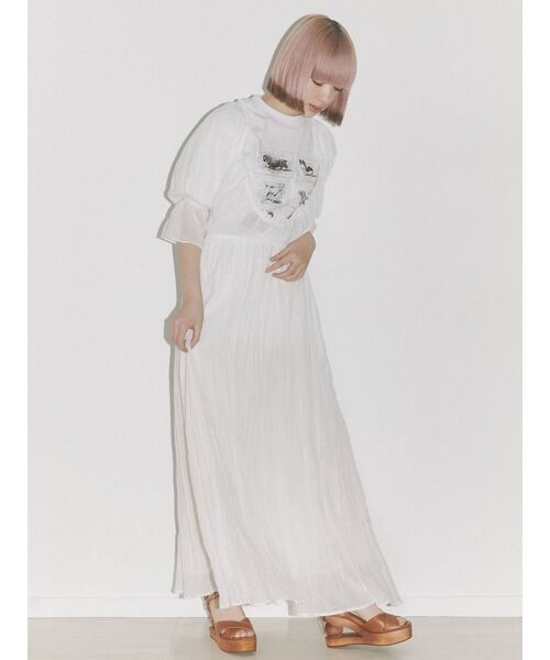 merry jenny(メリージェニー)の「シアーガーゼモアギャザードレス(ワンピース・レディース・チャコールグレー/オフホワイト/ピンク・FREE)」の8枚目の写真