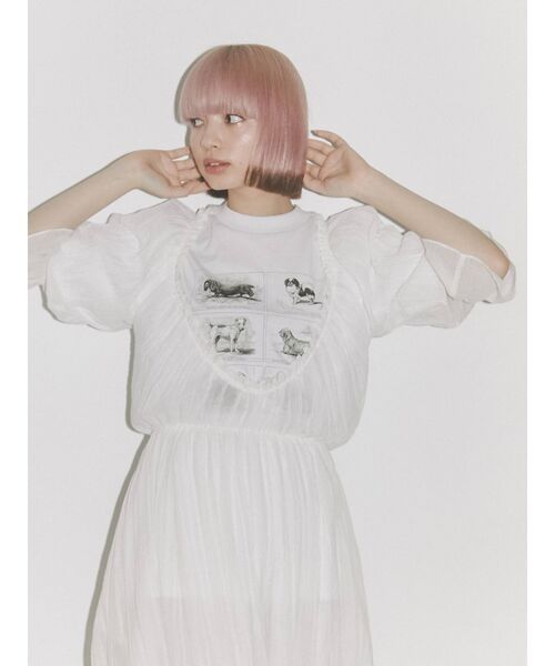 merry jenny(メリージェニー)の「シアーガーゼモアギャザードレス(ワンピース・レディース・チャコールグレー/オフホワイト/ピンク・FREE)」の7枚目の写真