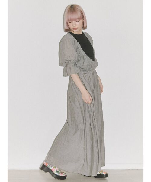 merry jenny(メリージェニー)の「シアーガーゼモアギャザードレス(ワンピース・レディース・チャコールグレー/オフホワイト/ピンク・FREE)」の15枚目の写真