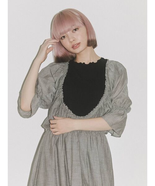 merry jenny(メリージェニー)の「シアーガーゼモアギャザードレス(ワンピース・レディース・チャコールグレー/オフホワイト/ピンク・FREE)」の17枚目の写真