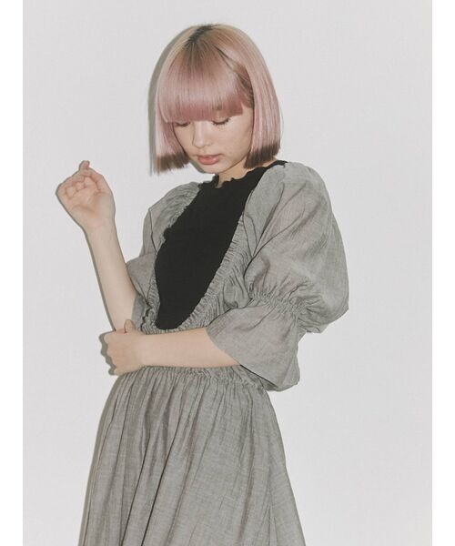merry jenny(メリージェニー)の「シアーガーゼモアギャザードレス(ワンピース・レディース・チャコールグレー/オフホワイト/ピンク・FREE)」の18枚目の写真