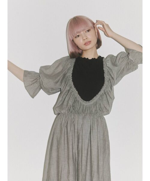 merry jenny(メリージェニー)の「シアーガーゼモアギャザードレス(ワンピース・レディース・チャコールグレー/オフホワイト/ピンク・FREE)」の19枚目の写真