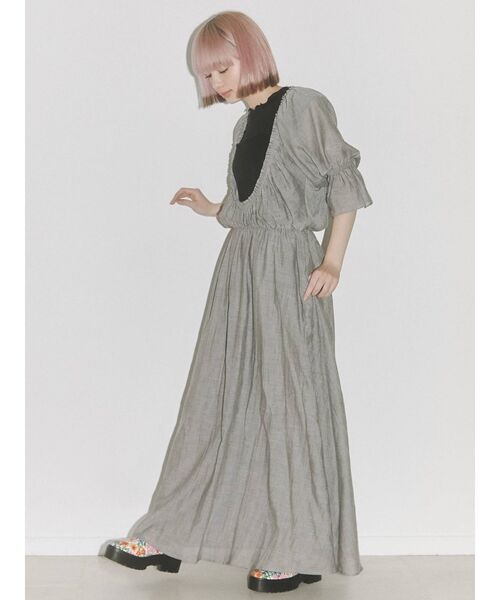 merry jenny(メリージェニー)の「シアーガーゼモアギャザードレス(ワンピース・レディース・チャコールグレー/オフホワイト/ピンク・FREE)」の21枚目の写真