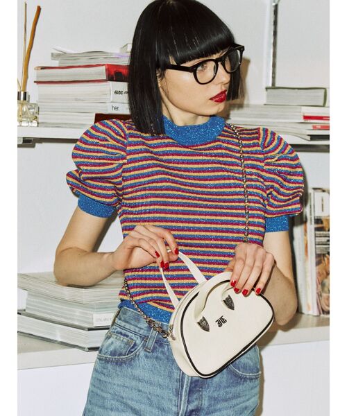 jouetie(ジュエティ)の「パワショルリブニット【サマーニット】(ニット/セーター・レディース・ライトブルー/ブラック/パープル/ピンク/グリーン/その他1・MEDIUM)」の6枚目の写真