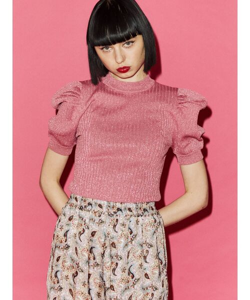 jouetie(ジュエティ)の「パワショルリブニット【サマーニット】(ニット/セーター・レディース・ライトブルー/ブラック/パープル/ピンク/グリーン/その他1・MEDIUM)」の5枚目の写真