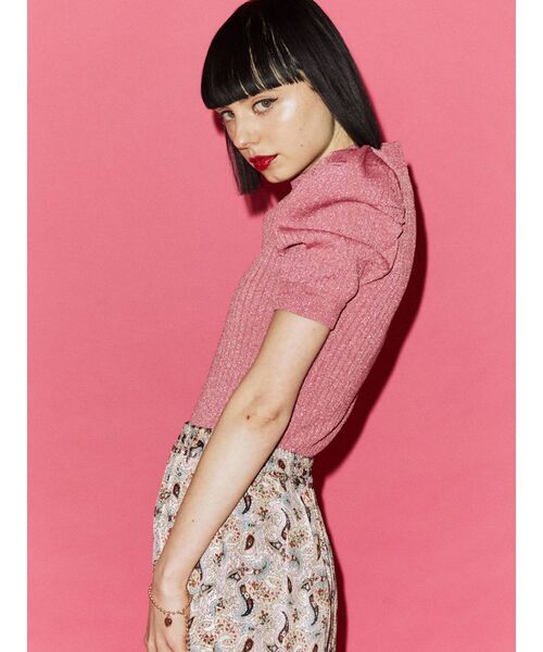 jouetie(ジュエティ)の「パワショルリブニット【サマーニット】(ニット/セーター・レディース・ライトブルー/ブラック/パープル/ピンク/グリーン/その他1・MEDIUM)」の8枚目の写真