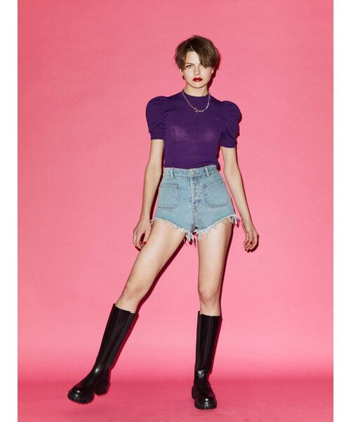 jouetie(ジュエティ)の「パワショルリブニット【サマーニット】(ニット/セーター・レディース・ライトブルー/ブラック/パープル/ピンク/グリーン/その他1・MEDIUM)」の13枚目の写真