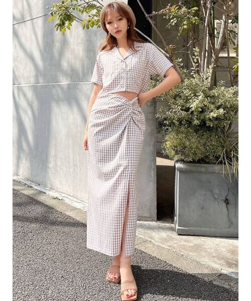 RESEXXY(リゼクシー)の「ハーフスリーブクロップドシャツ【セットアップ着用可能】(シャツ/ブラウス・レディース・その他1/ブラック/ベージュ・FREE)」の9枚目の写真