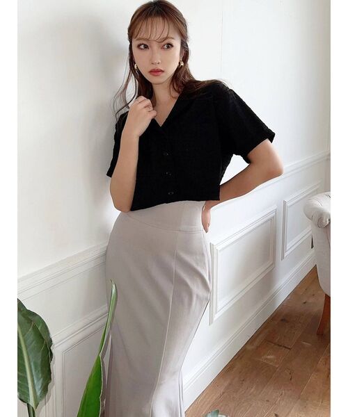 RESEXXY(リゼクシー)の「ハーフスリーブクロップドシャツ【セットアップ着用可能】(シャツ/ブラウス・レディース・その他1/ブラック/ベージュ・FREE)」の11枚目の写真