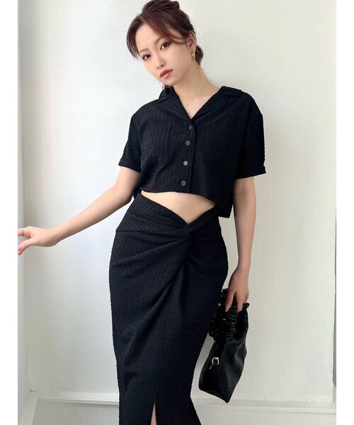 RESEXXY(リゼクシー)の「ハーフスリーブクロップドシャツ【セットアップ着用可能】(シャツ/ブラウス・レディース・その他1/ブラック/ベージュ・FREE)」の21枚目の写真