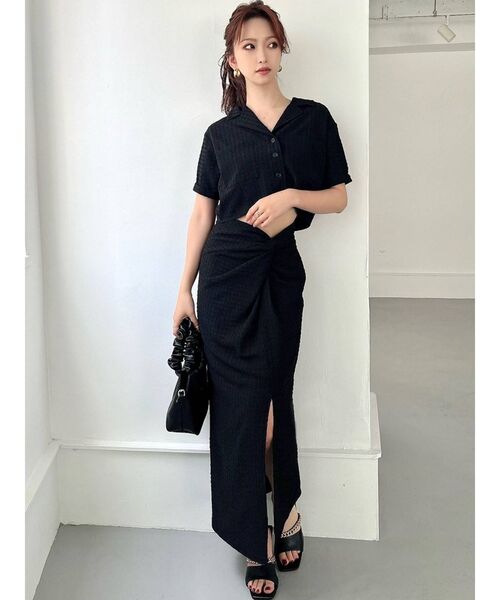 RESEXXY(リゼクシー)の「ハーフスリーブクロップドシャツ【セットアップ着用可能】(シャツ/ブラウス・レディース・その他1/ブラック/ベージュ・FREE)」の22枚目の写真