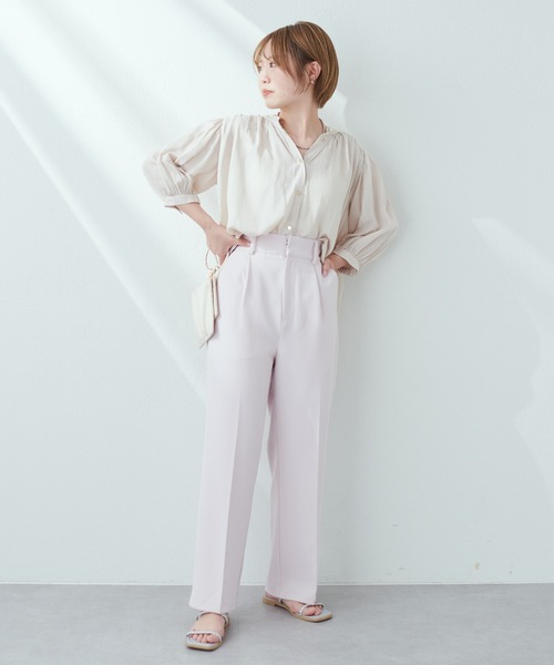 natural couture(ナチュラルクチュール)の「大人上品な1品 とろみサテン7分袖ブラウス(シャツ/ブラウス・レディース・オレンジ/ブルー/グリーン/アイボリー/その他1/その他2/ピンクベージュ・FREE)」の10枚目の写真
