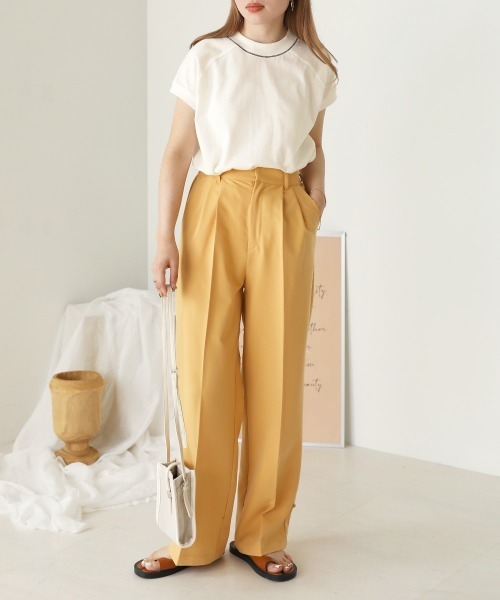 Bab（バブ）の「【USAコットン】【接触冷感・UVカット】プチハイネックカットソー（Tシャツ/カットソー・レディース・チャコールグレー/ブラック/ベージュ/オフホワイト/グリーン/モカ・FREE）」の13枚目の写真