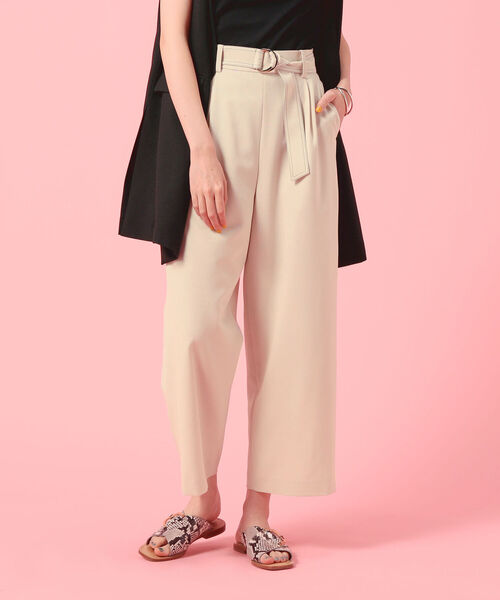 NOLLEY’S Sophi(ノーリーズソフィ)の「麻調ベルト付きセミワイドパンツ(その他パンツ・レディース・チャコールグレー/ベージュ/パープル/ライトグリーン/ネイビー/カーキ/ピンク・38/34/36)」の4枚目の写真