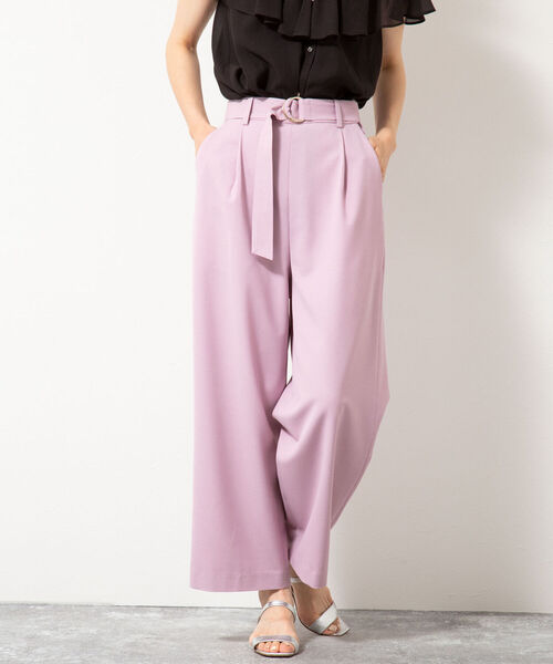 NOLLEY’S Sophi(ノーリーズソフィ)の「麻調ベルト付きセミワイドパンツ(その他パンツ・レディース・チャコールグレー/ベージュ/パープル/ライトグリーン/ネイビー/カーキ/ピンク・38/34/36)」の7枚目の写真