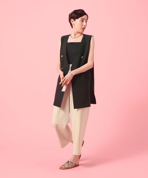 NOLLEY’S Sophi(ノーリーズソフィ)の「麻調ベルト付きセミワイドパンツ(その他パンツ・レディース・チャコールグレー/ベージュ/パープル/ライトグリーン/ネイビー/カーキ/ピンク・38/34/36)」の8枚目の写真