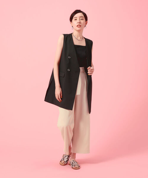 NOLLEY’S Sophi(ノーリーズソフィ)の「麻調ベルト付きセミワイドパンツ(その他パンツ・レディース・チャコールグレー/ベージュ/パープル/ライトグリーン/ネイビー/カーキ/ピンク・38/34/36)」の9枚目の写真