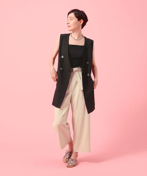 NOLLEY’S Sophi(ノーリーズソフィ)の「麻調ベルト付きセミワイドパンツ(その他パンツ・レディース・チャコールグレー/ベージュ/パープル/ライトグリーン/ネイビー/カーキ/ピンク・38/34/36)」の12枚目の写真