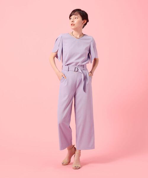 NOLLEY’S Sophi(ノーリーズソフィ)の「麻調ベルト付きセミワイドパンツ(その他パンツ・レディース・チャコールグレー/ベージュ/パープル/ライトグリーン/ネイビー/カーキ/ピンク・38/34/36)」の17枚目の写真