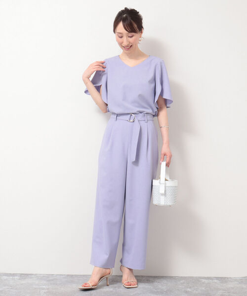 NOLLEY’S Sophi(ノーリーズソフィ)の「麻調ベルト付きセミワイドパンツ(その他パンツ・レディース・チャコールグレー/ベージュ/パープル/ライトグリーン/ネイビー/カーキ/ピンク・38/34/36)」の21枚目の写真