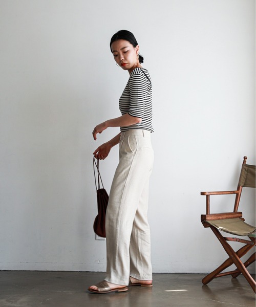 feepur（フェピュール）の「【ハンドウォッシャブル】カッティングショルダーハーフスリーブリブニット（ニット/セーター・レディース・ホワイト×ブラック/オレンジ/ホワイト×ピンク/オフホワイト/ブラック・MEDIUM）」の10枚目の写真