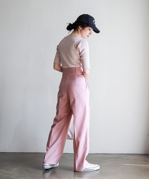 feepur（フェピュール）の「【ハンドウォッシャブル】カッティングショルダーハーフスリーブリブニット（ニット/セーター・レディース・ホワイト×ブラック/オレンジ/ホワイト×ピンク/オフホワイト/ブラック・MEDIUM）」の17枚目の写真