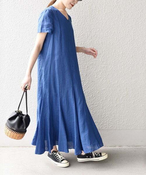 SHIPS（シップス）の「〈手洗い可能〉ラミーショートスリーブフレア